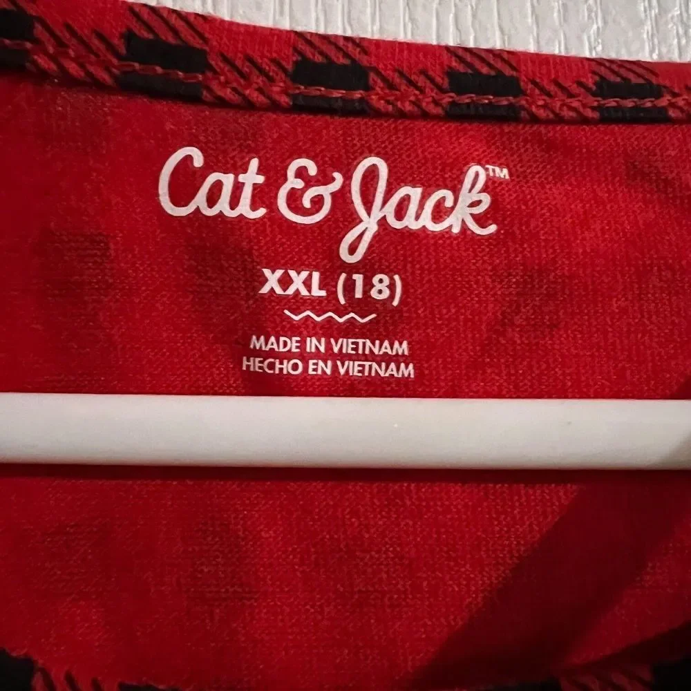 Cat‎ & Jack Youth Girls' Red Black Plaid Printed Long Sleeve Dress Size XXL NWT